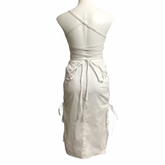 Milly White Maria Lace Up Midi Dress New With Tag Size 4 - Picture 4 of 12